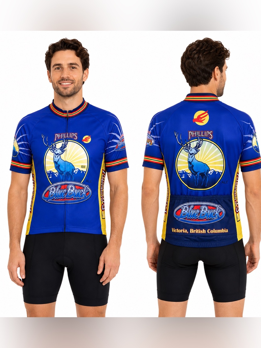 Philips Brewing Blue Buck Cycling Jersey XL Unisex Full Zip Bike Shirt, pristine